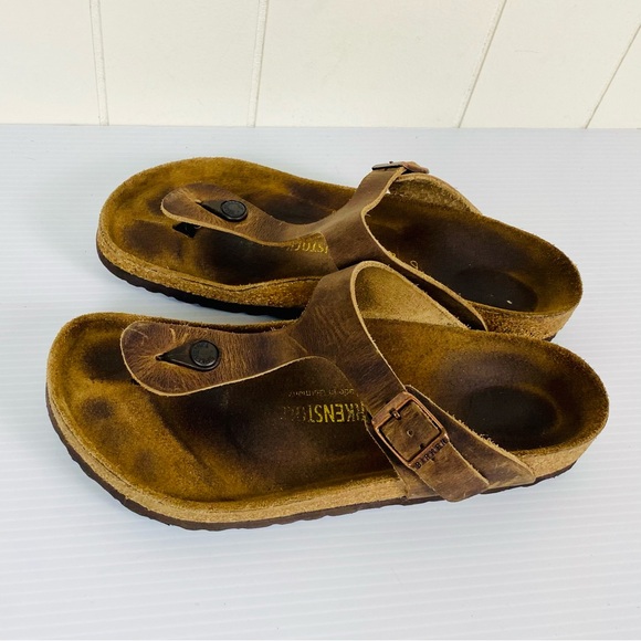 Birkenstock Gizeh Habana Oiled Leather Brown EU 40 or US 9.5 - Picture 6 of 11